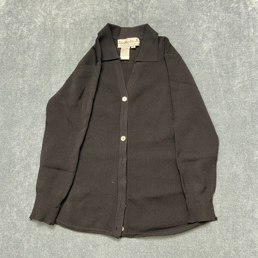 Joseph A. Cardigan Sweater Womens Medium Black Knit Long Sleeve Button Front